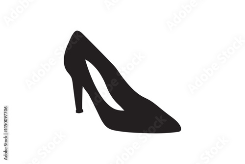 female high heels shoes vector icon. high heel shoe silhouette isolated on white background. Vector logo with high heel shoes capturing elegance and luxury for women's fashion brands.