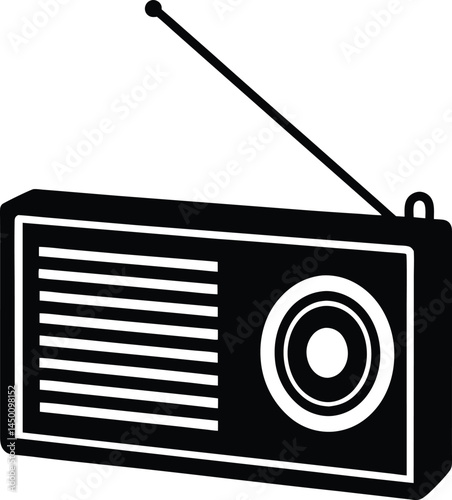 vintage radio with antenna on white background 
