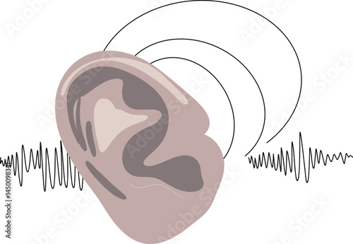 Ear with sound waves