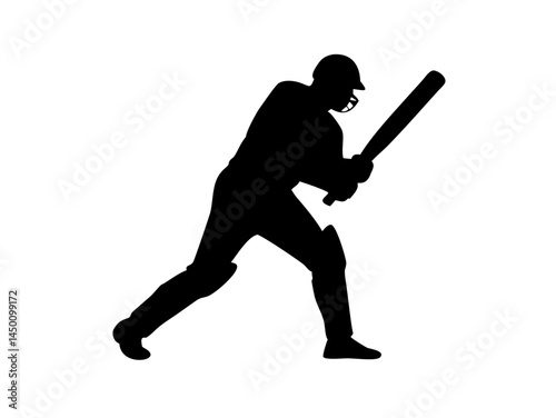 Cricket Player Batting Stance Silhouette