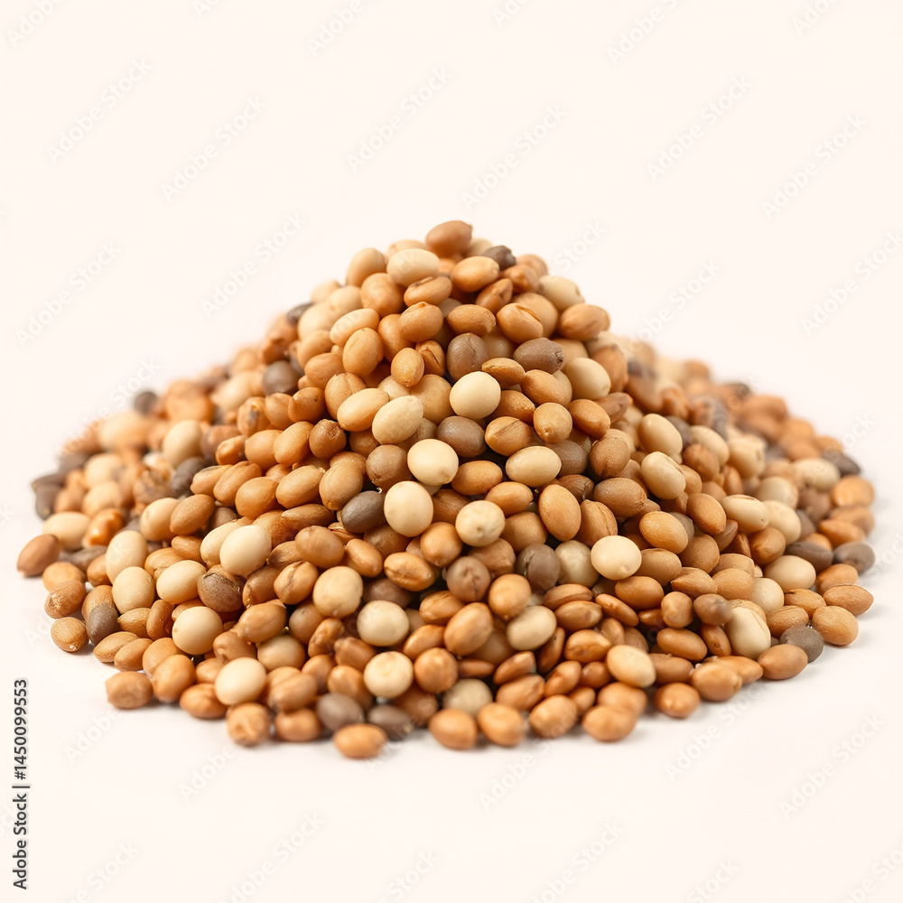 Pile of Organic Soybeans and Millet Seeds on a Neutral Background Pile of Organic Soybeans and Millet Seeds on a Neutral Background