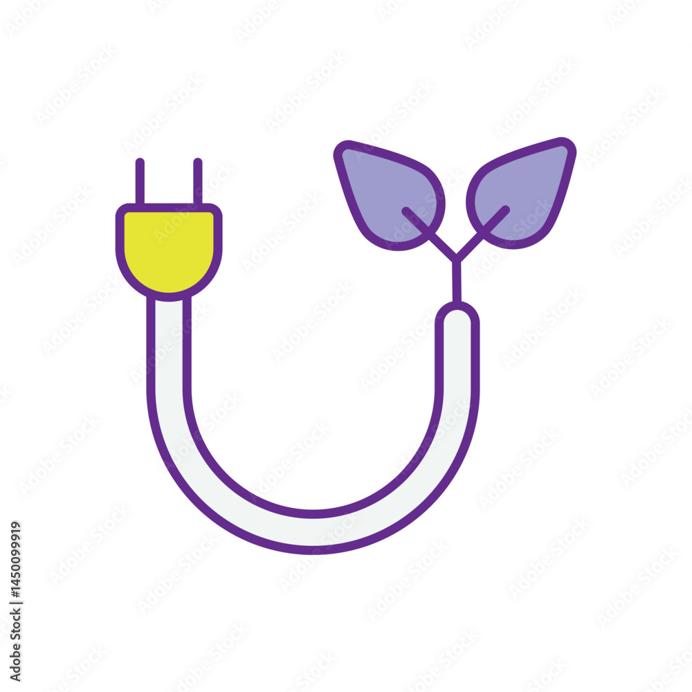 Electric Plug With Green Energy Icon vector stock illustration Electric Plug With Green Energy Icon vector stock illustration
