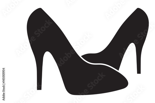 female high heels shoes vector icon. high heel shoe silhouette isolated on white background. Vector logo with high heel shoes capturing elegance and luxury for women's fashion brands.