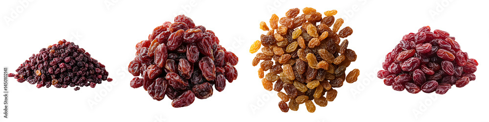 A variety of dried fruits and berries on display. long_title:An assortment of colorful dried fruits and berries, including raisins, grapes, and other
