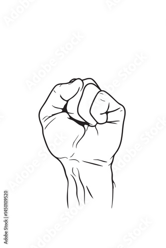 Fist Power Gesture Line Art – Emotional Strength Vector Illustration