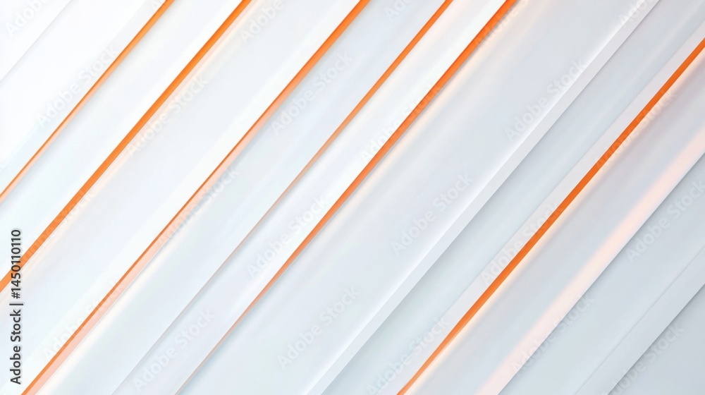 Obraz premium Modern white background with thin orange diagonal stripes, minimal design ideal for corporate and creative presentations