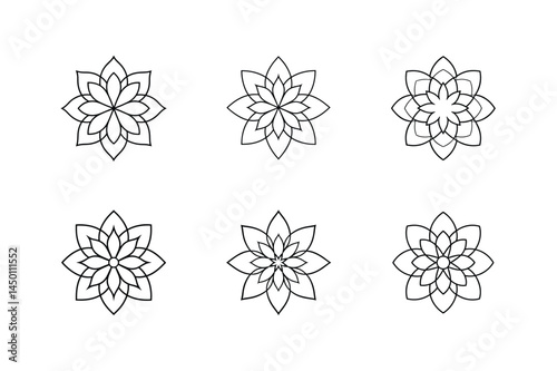 Set of Lotus-Inspired Vector Mandalas with Petal Symmetry