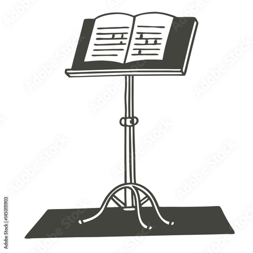 Music Stand Displaying Sheet Music on a Minimalist Background  