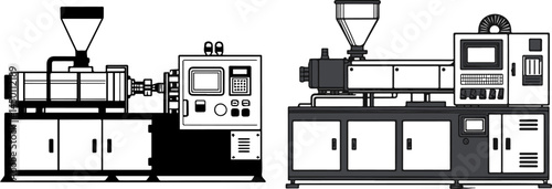 Plastic Injection Molding Machines – Industrial Equipment Vector Illustration