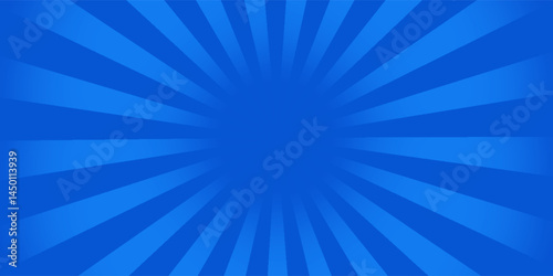 Blue comic sunburst effect background with halftone. Pop art comic-style vector background. Suitable for templates, sale banners, events, ads, web and pages