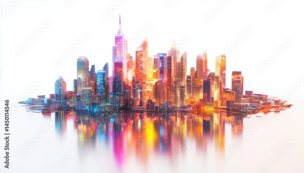 Obraz premium Double Exposure Featuring Business Theme Hologram And City View Symbolizing Success