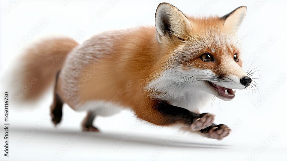 Fox Running on White Background Fox Running on White Background