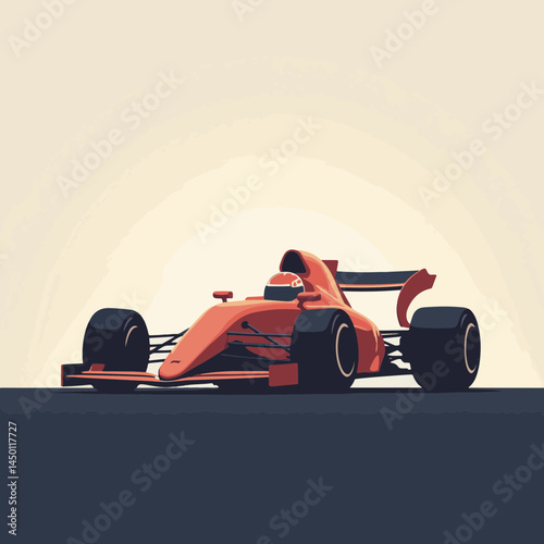 Formula one car illustration, in red and black, for automotive blogs