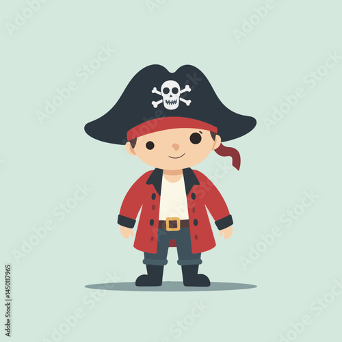 Cartoon pirate character in vector illustration, with copy space