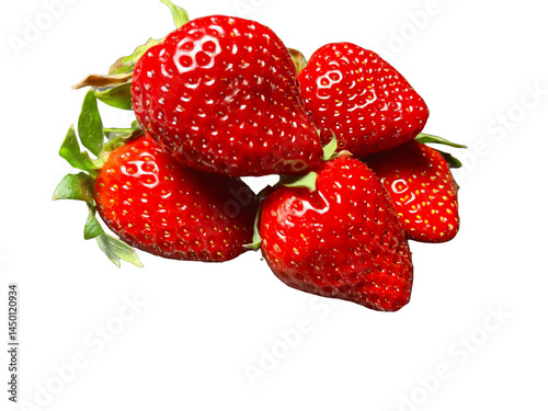 Wallpaper Mural A pile of ripe strawberries, five tasty strawberries stacked in a heap isolated on a transparent white background Torontodigital.ca