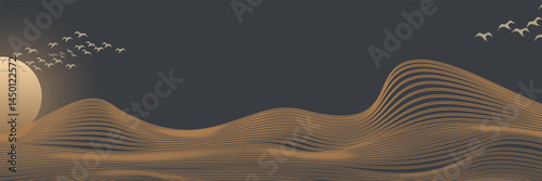 Wireframe landscape background. Futuristic vector illustration