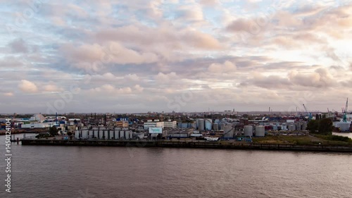 Wallpaper Mural Partly Cloudy Autumn Day Timelapse of Hamburg Port Activities Torontodigital.ca