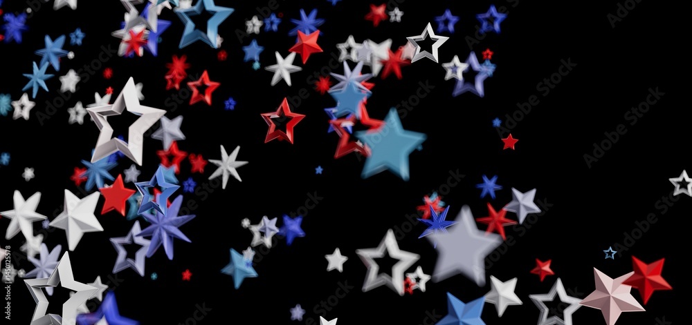 Obraz premium Red, white, and blue stars burst on black. Perfect for Independence Day!