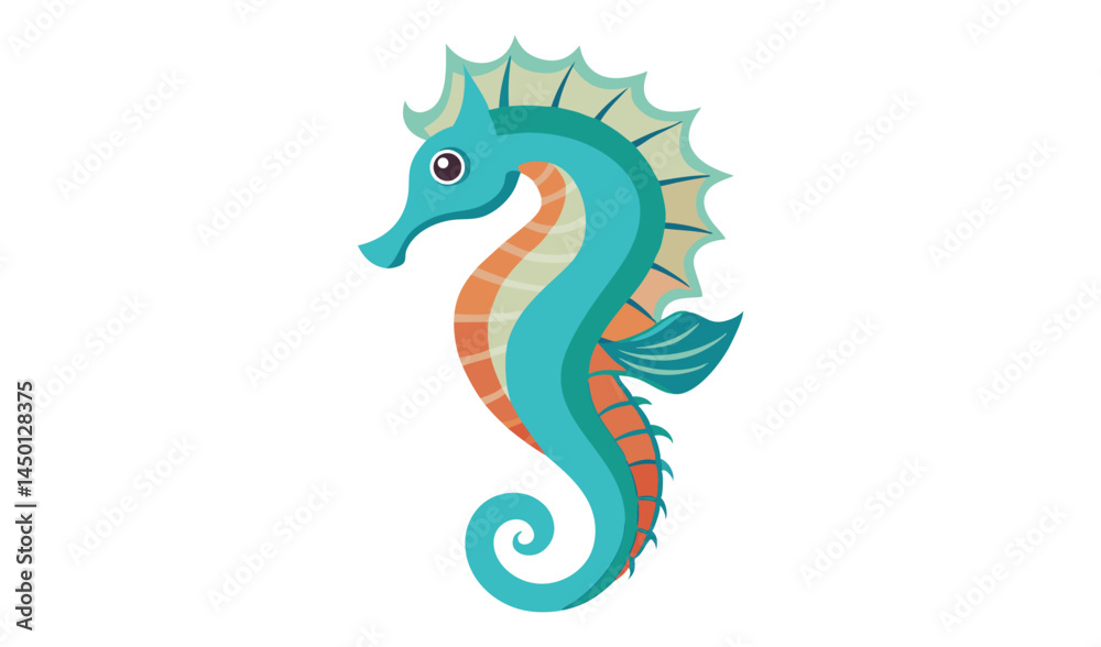 Obraz premium Cute cartoon seahorse illustration for kids