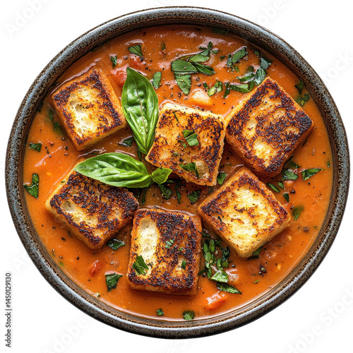 Wallpaper Mural Tomato soup recipe with grilled cheese croutons homemade easy and healthy comfort food for winter season on transparent background Torontodigital.ca