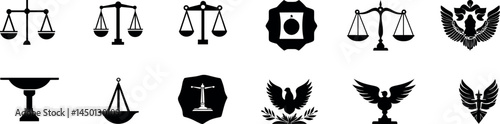 Justice and Law Scale Silhouette Icons