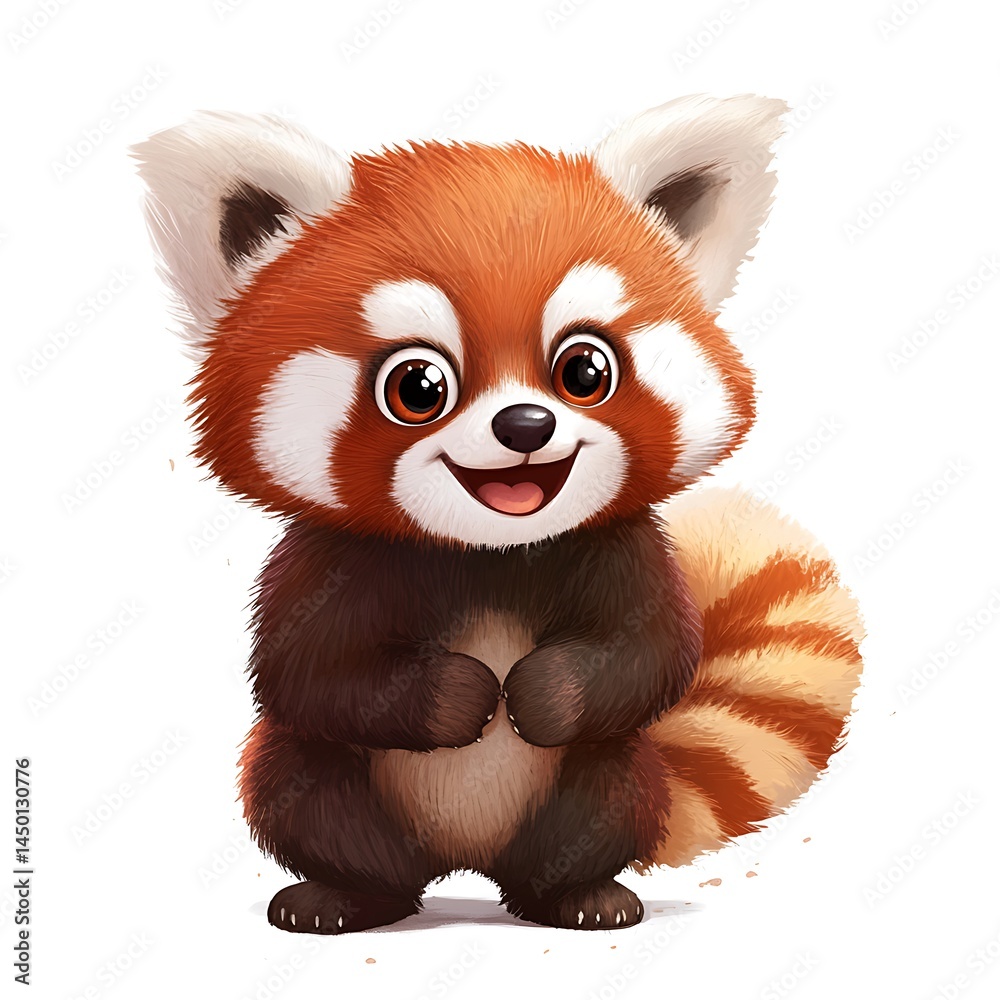 Animated Red Panda: a charming and whimsical illustration of an adorable red panda. Its striking red fur and engaging eyes exude a playful personality. Animated Red Panda: a charming and whimsical illustration of an adorable red panda. Its striking red fur and engaging eyes exude a playful personality.