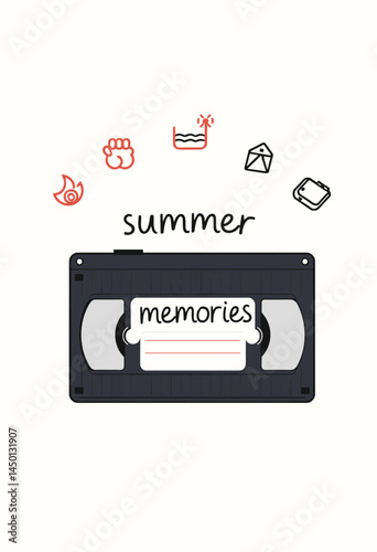 Summer Memories: A nostalgic visual of a vintage cassette tape, bearing the inscription "summer memories.