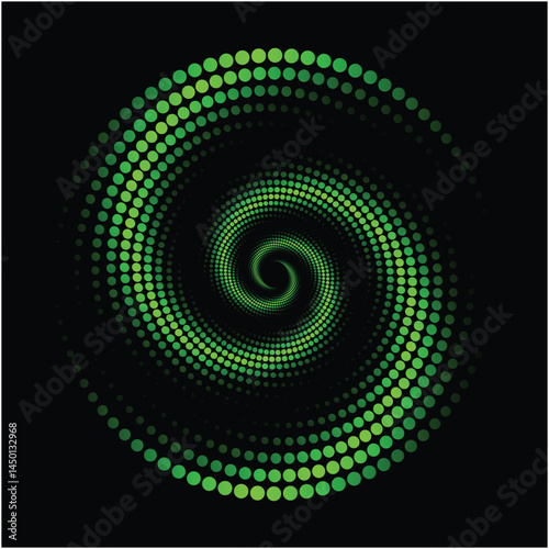 Dotted Halftone Vector Spiral Pattern or Texture, Vector illustration