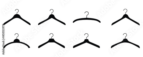 Hanger icon. Set of clothes hanger vector icons. Clothes hanger icons for wardrobe, fashion, and laundry.