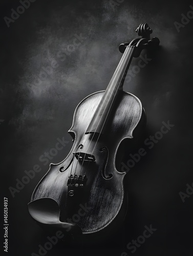 Violin in Low Key Lighting with Deep Blacks and Dramatic Shadows