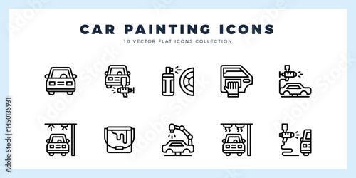 10 Car Painting Lineal icons pack. vector illustration.