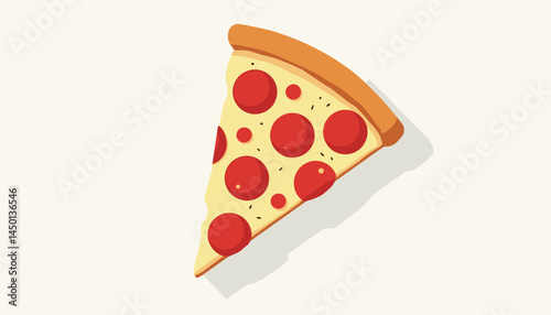 Cartoon pizza slice with pepperoni on a plain background  