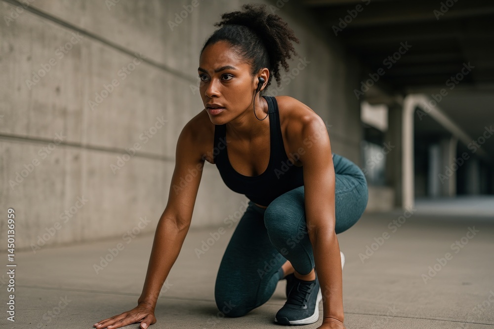 Fototapeta premium Focused athlete ready to sprint.