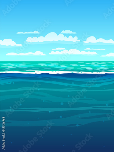 Underwater ocean sea. Deep water, underwater ocean