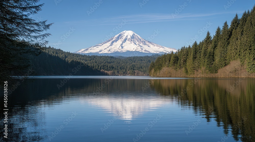 Mountain reflecting in still lake Mountain reflecting in still lake