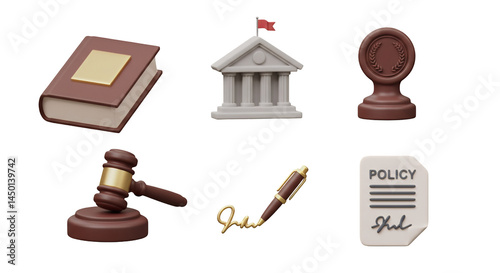Wallpaper Mural Law and Justice Concept Featuring Brown Book Courthouse Award Gavel Pen and Policy Document on Transparent Background Torontodigital.ca