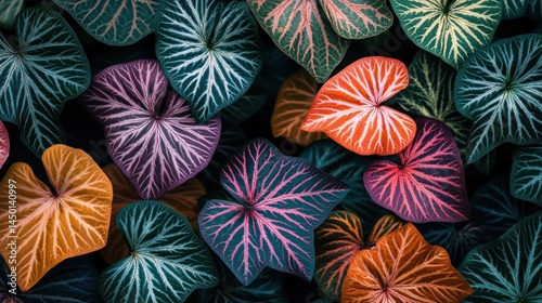 Vibrant leaves in various colors and patterns