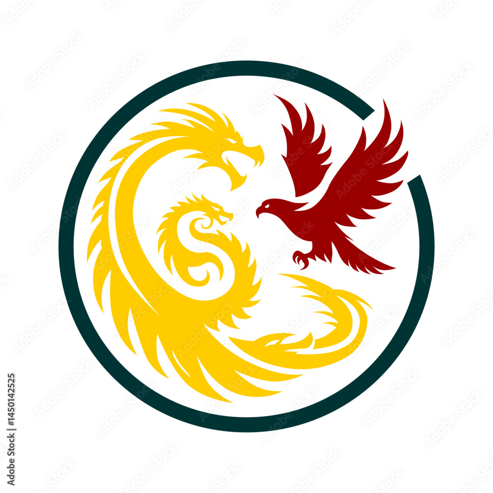 Obraz premium Yin Yang Dragons