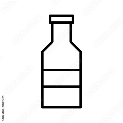 Bottle Outline Icon: A minimalist and clean illustration of a classic bottle, featuring a sleek outline design suitable for various applications.