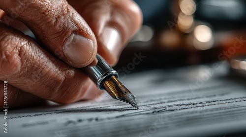 A corporate executive overseeing a B2B transaction, finalizing details and approving a purchase order for a large-scale supply agreement