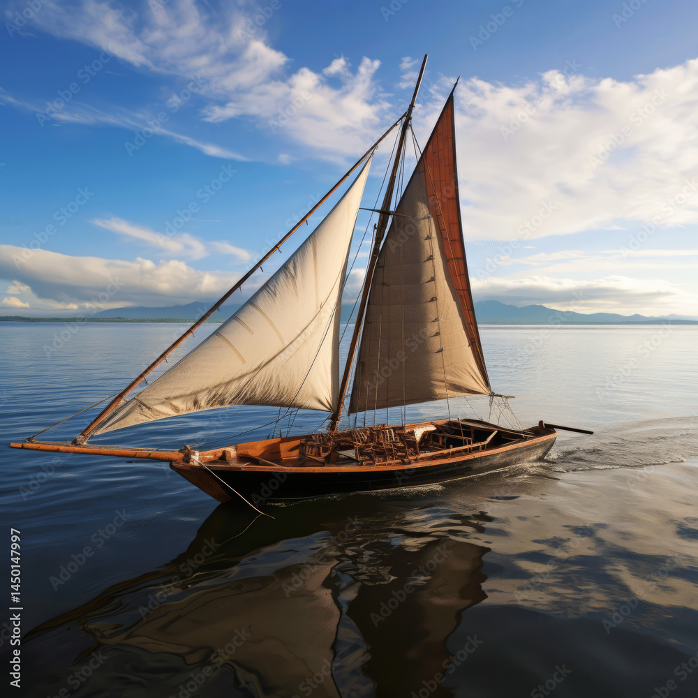 Fototapeta premium Ancient Ship on Calm Seas.