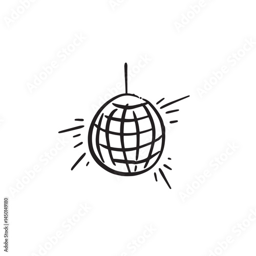 Disco ball drawing in illustrative style. 