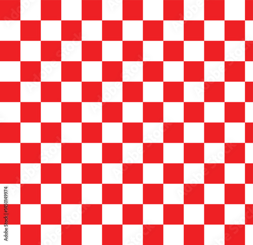 Seamless repeat pattern with hand drawn checkerboard in cotton candy pink and red. Red and white chess pattern. Abstract checkered checkerboard for game. Vector illustrator. 