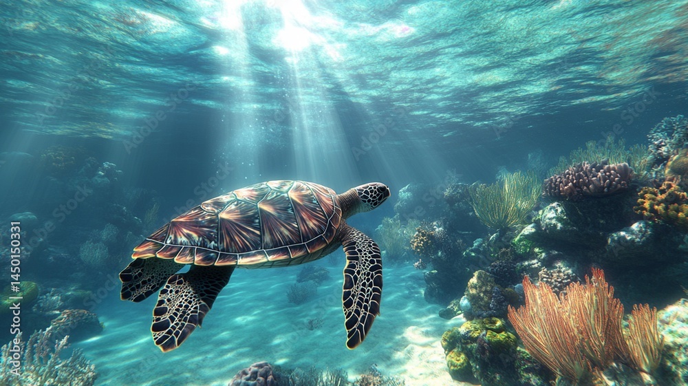 Obraz premium Sea Turtle Swimming