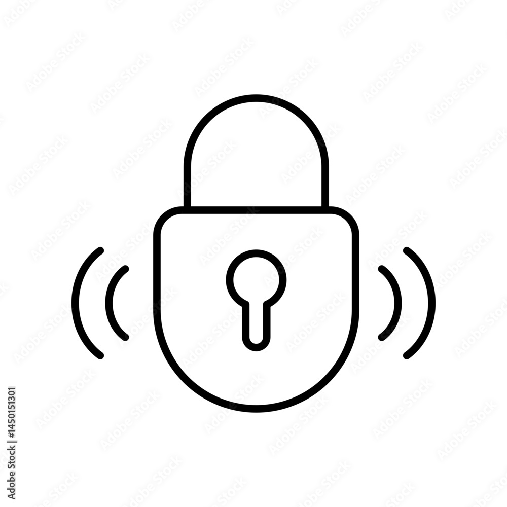 Smart refrigerator lock line icon vector, with editable stroke, perfect for food safety apps, childproof systems, and smart kitchen security Smart refrigerator lock line icon vector, with editable stroke, perfect for food safety apps, childproof systems, and smart kitchen security