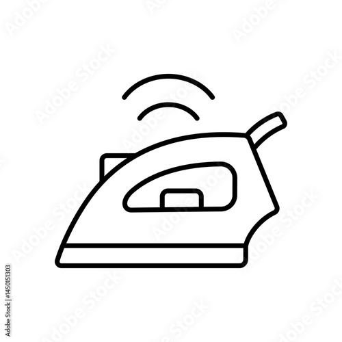 Smart iron line icon vector, with editable stroke, ideal for garment care apps, home automation tools, and connected appliances