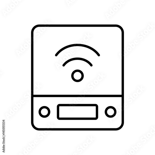 Smart kitchen scale line icon vector, with editable stroke, suitable for cooking apps, portion control tools, and connected kitchen devices