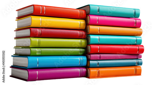 Stacked Literary Treasures: A vibrant arrangement of colorful books stacked against each other, evoking the joy of reading and learning. photo