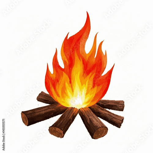 Molten Veils: Dance of Heat campfire isolated watercolor vector illustration svg