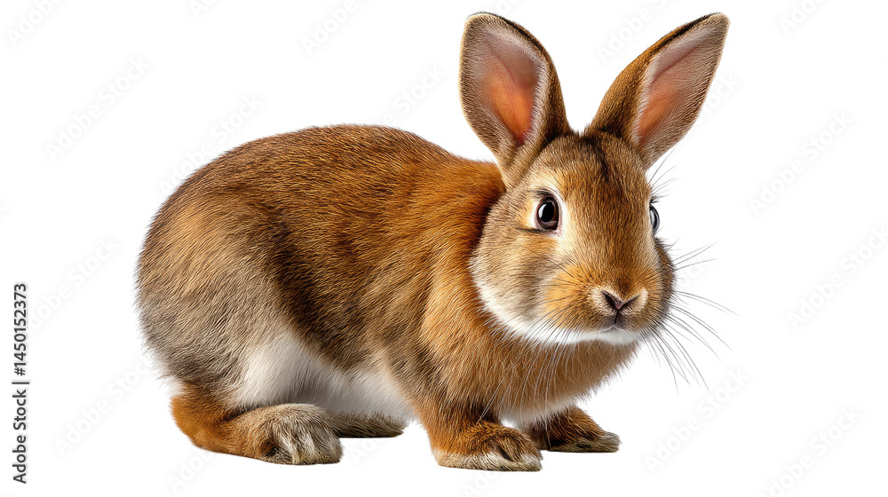 Obraz premium Charming Bunny Portrait: An endearing close-up of a fluffy rabbit with expressive eyes and alert ears, showcasing the adorable qualities of this gentle creature.